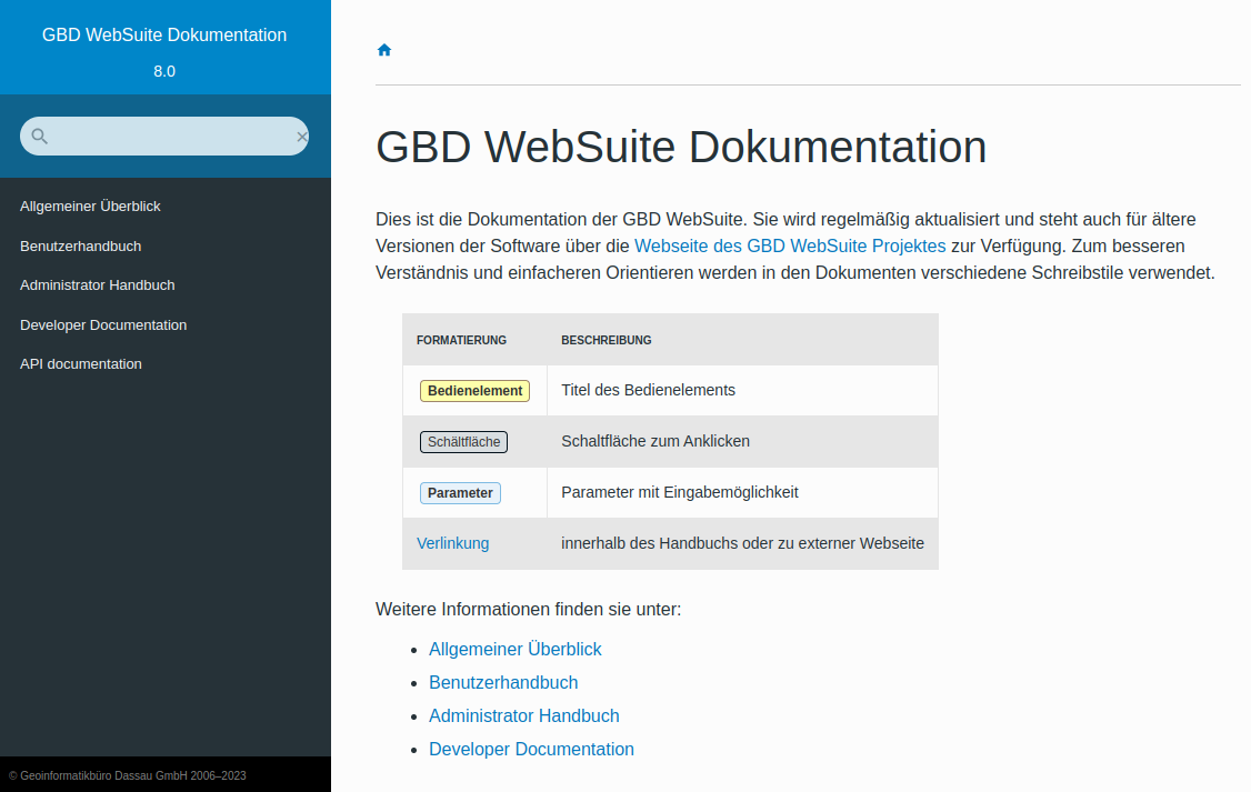 GBD WebSuite Dokumentation
